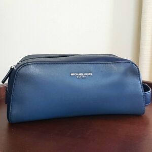 Michael Kors Leather Toiletry Holder Navy
